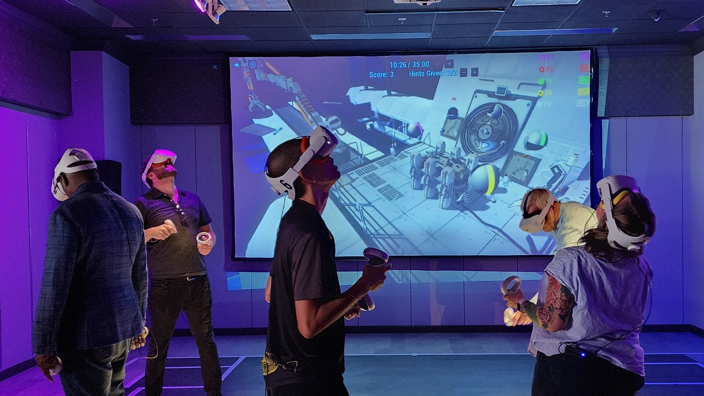 Players in VR experiencing Space Station Tiberia